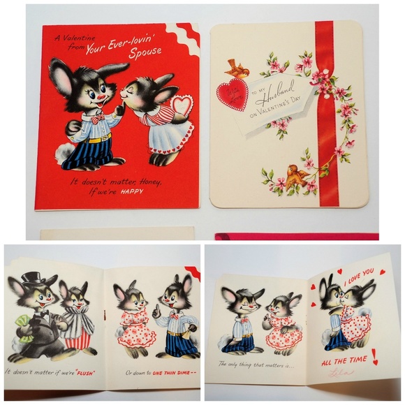 VTG Valentine's Day Folded Card Lot of 7, HUSBAND - Picture 3 of 8